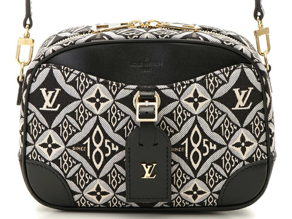 LOUIS VUITTON Deauville Shoulder Bag Jacquard Since 1984 Black Gray